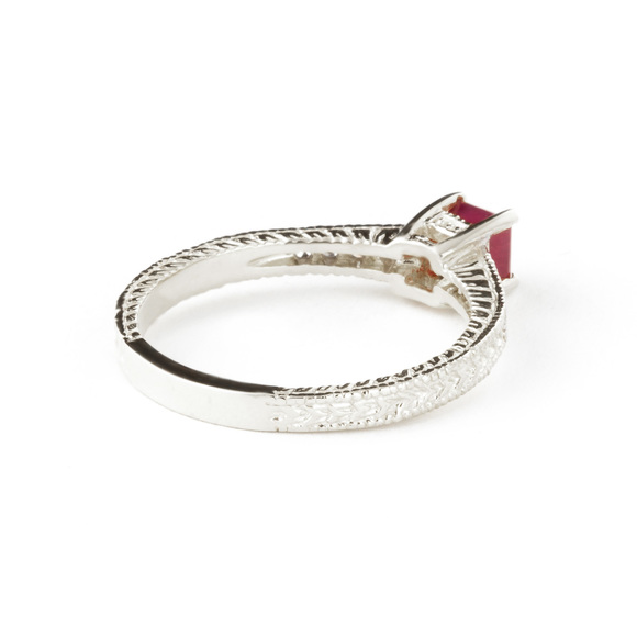 14K. SOLID GOLD RING WITH NATURAL DIAMONDS & RUBY - Picture 4 of 4